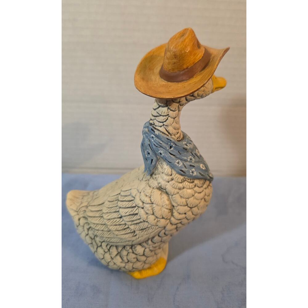 Vintage 1987 Ceramic Goose Figurines Pair Cowboy Bonnet Country Farmhouse - Picture 9 of 16